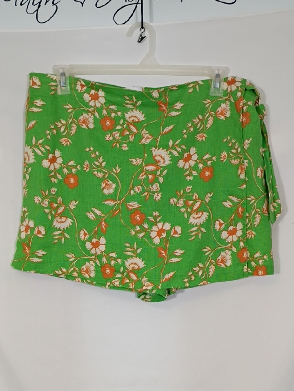 NWT C&C California Green Tiger Floral Printed Shorts Linen Pull On Women Sz XL